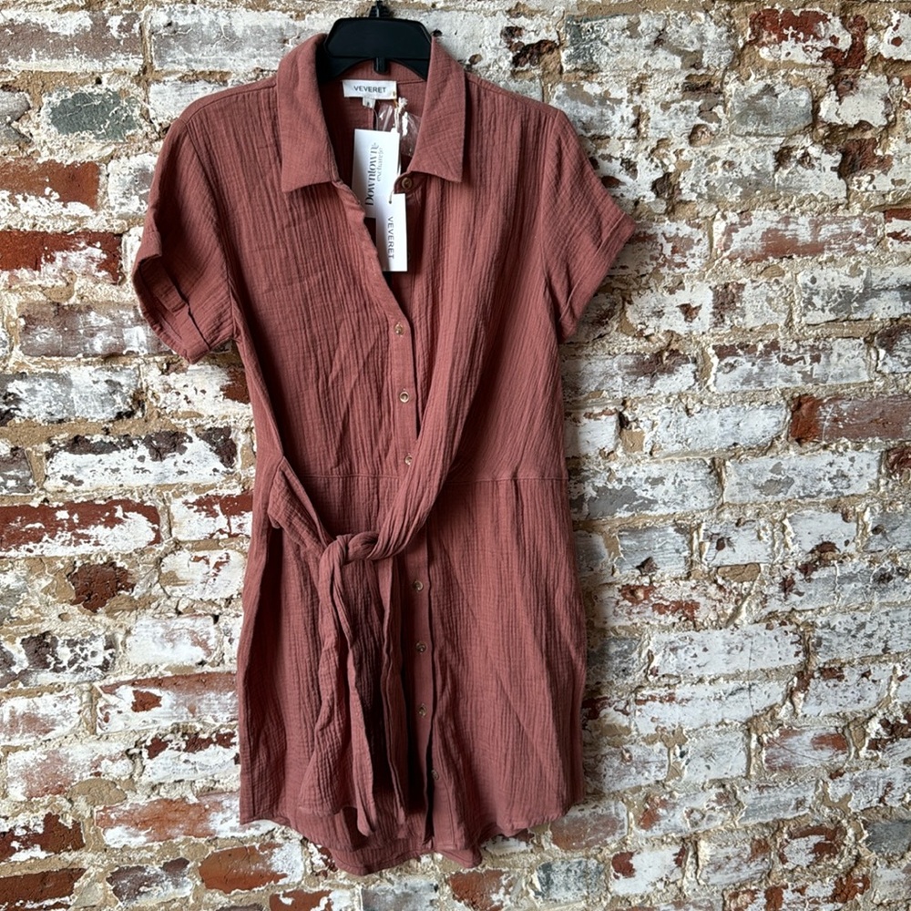 VERVET BY FLYING MONKEY Mauve Wrap Tie Front Mini Dress